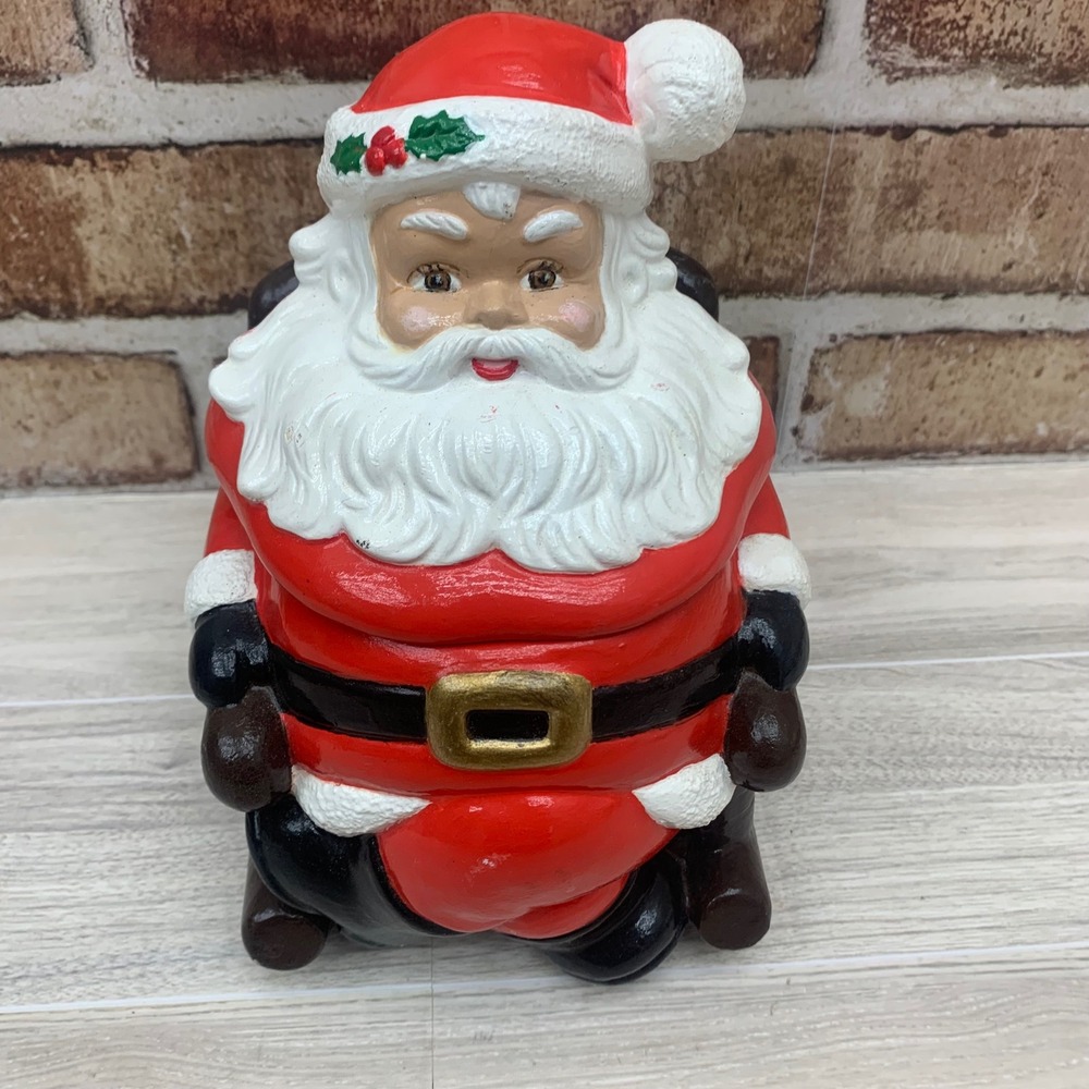 Vintage Ceramic Santa Claus Chair Candy Dish Figurine‎ Christmas Decor